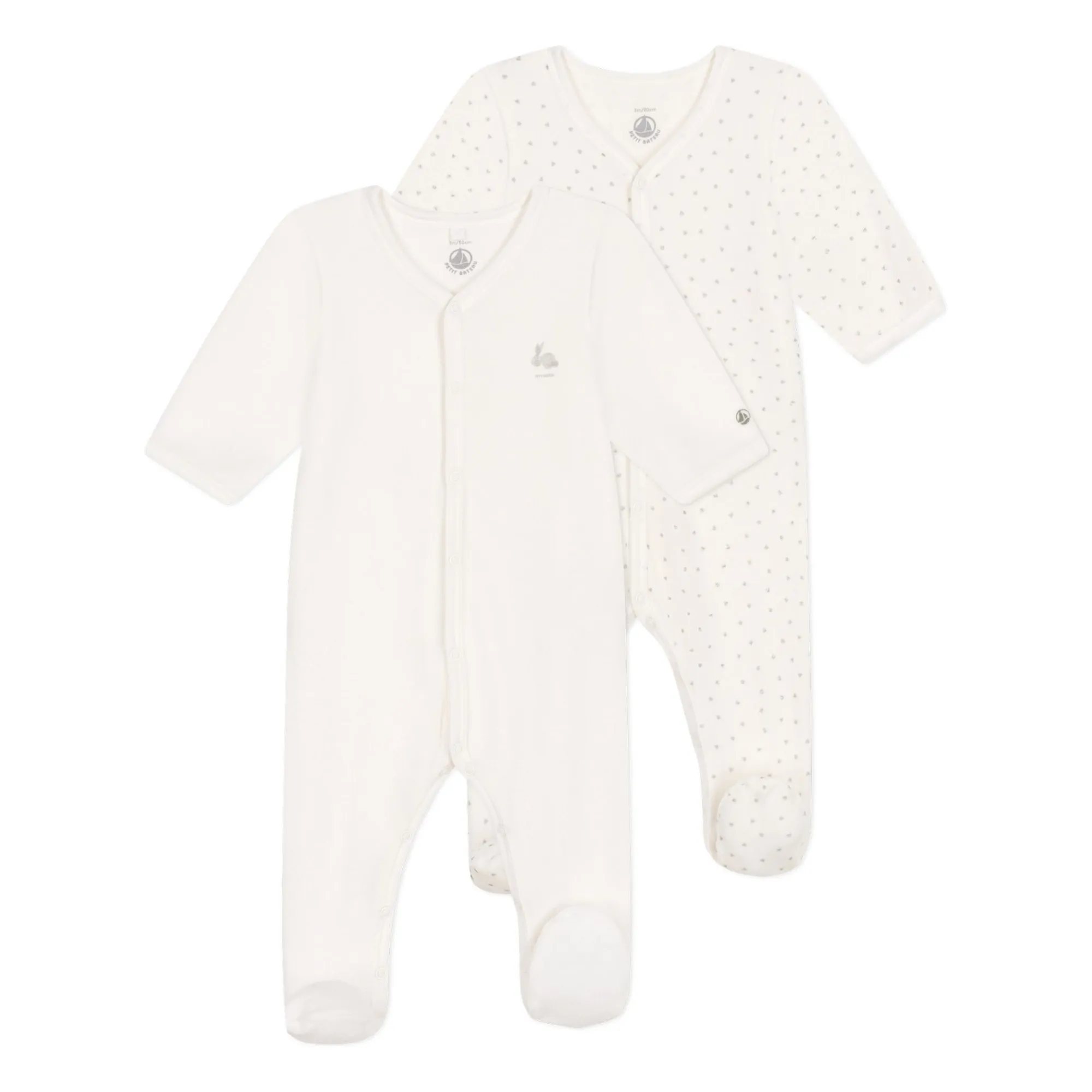 Petit Bateau White Set Of 2 Dors Bien Velours Pyjamas