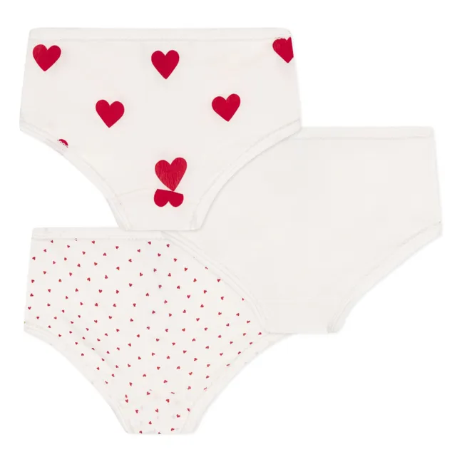 3er-Pack Höschen mit hoher Taille Herzen | Weiß