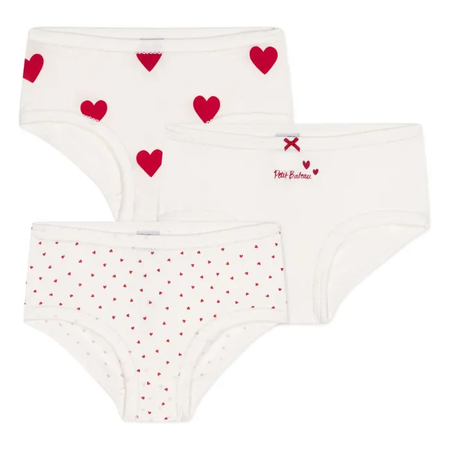 3er-Pack Höschen mit hoher Taille Herzen | Weiß