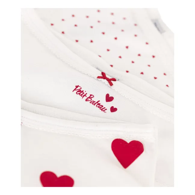 3er-Pack Höschen mit hoher Taille Herzen | Weiß