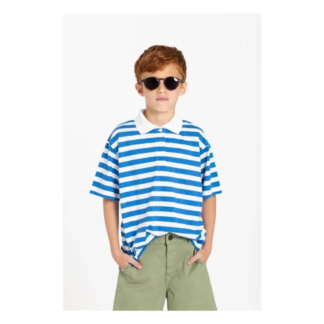 Polo Tilo Rayé Coton Bio | Bleu roi