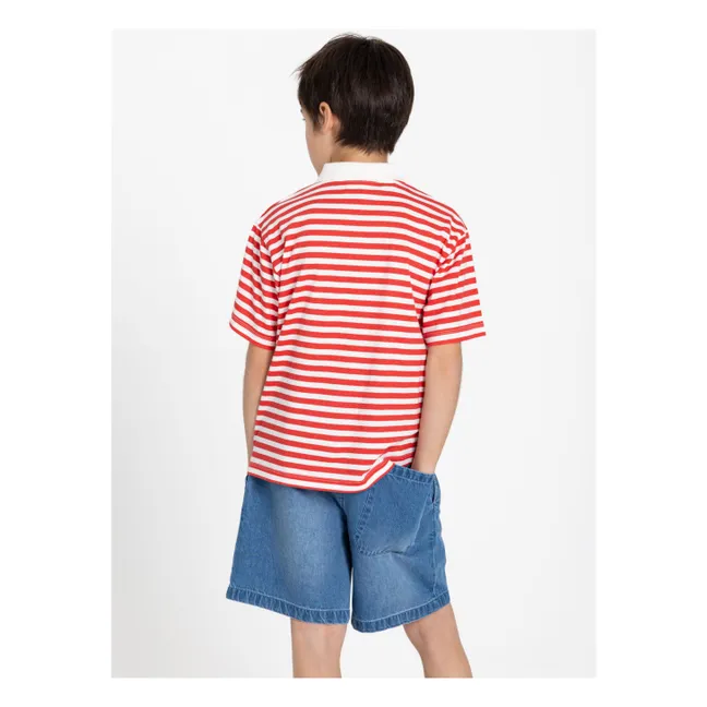 Polo Tilo Rayé Coton Bio | Rouge foncé