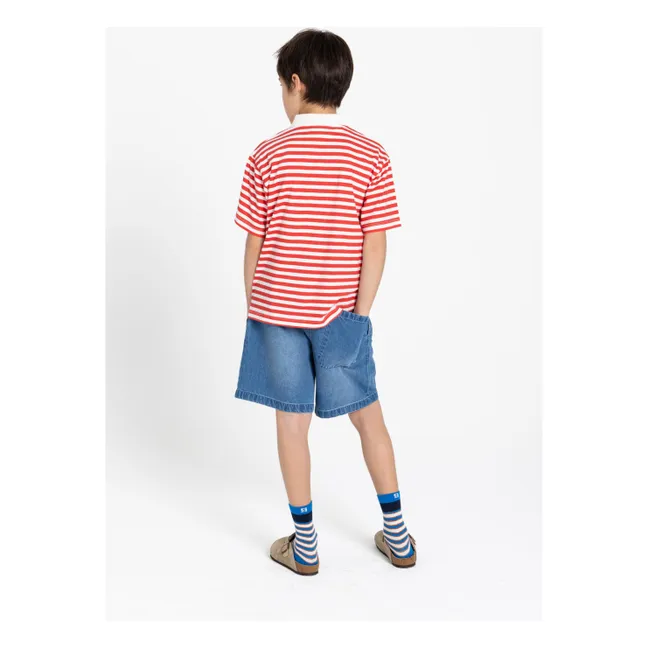 Polo Tilo Rayé Coton Bio | Rouge foncé