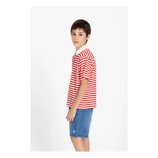 Polo Tilo Rayé Coton Bio | Rouge foncé