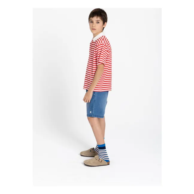 Polo Tilo Rayé Coton Bio | Rouge foncé