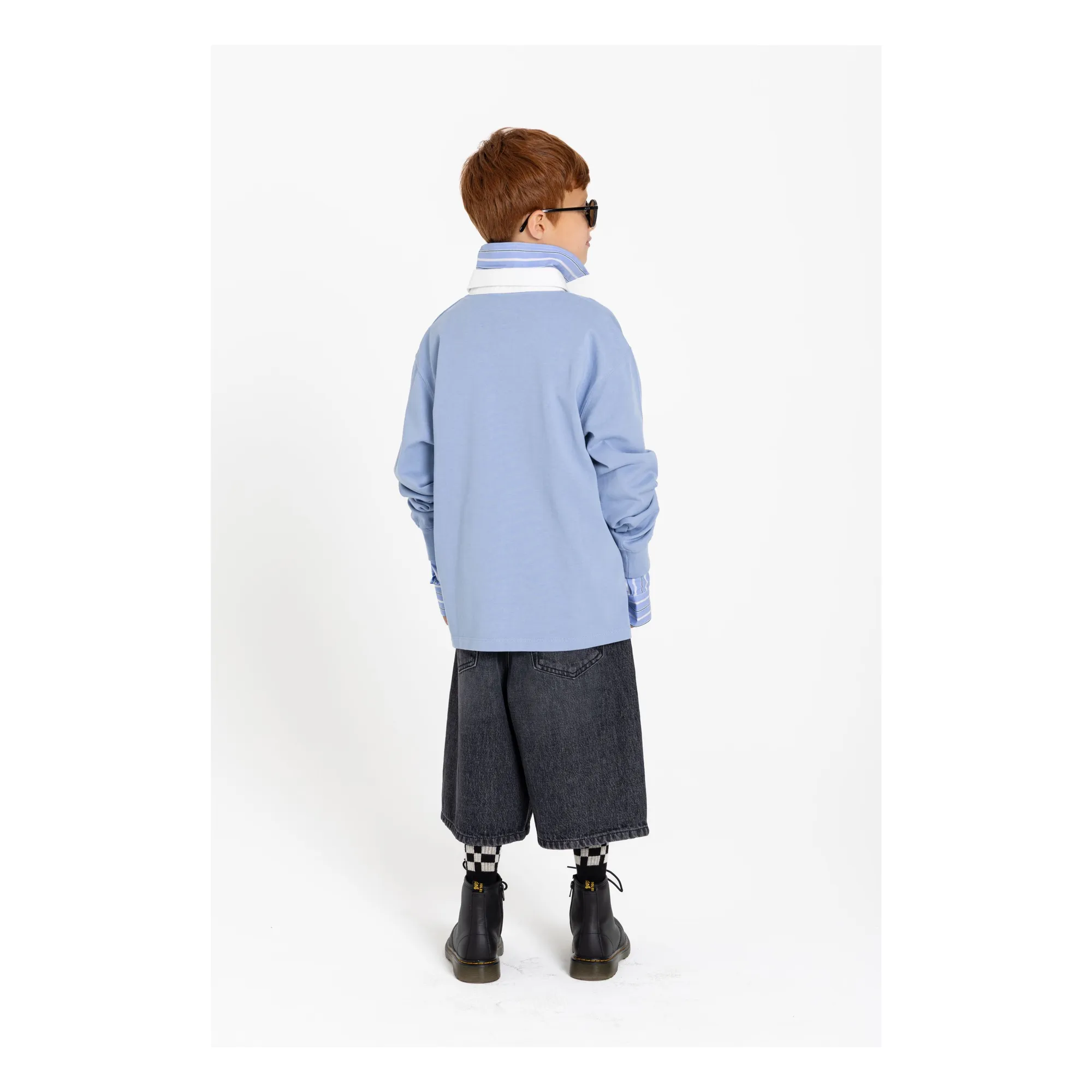 Polo Ezra Rayé Coton Bio | Bleu Acier- Image produit n°9