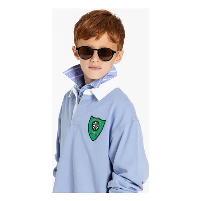 Polo Ezra Rayé Coton Bio | Bleu Acier
