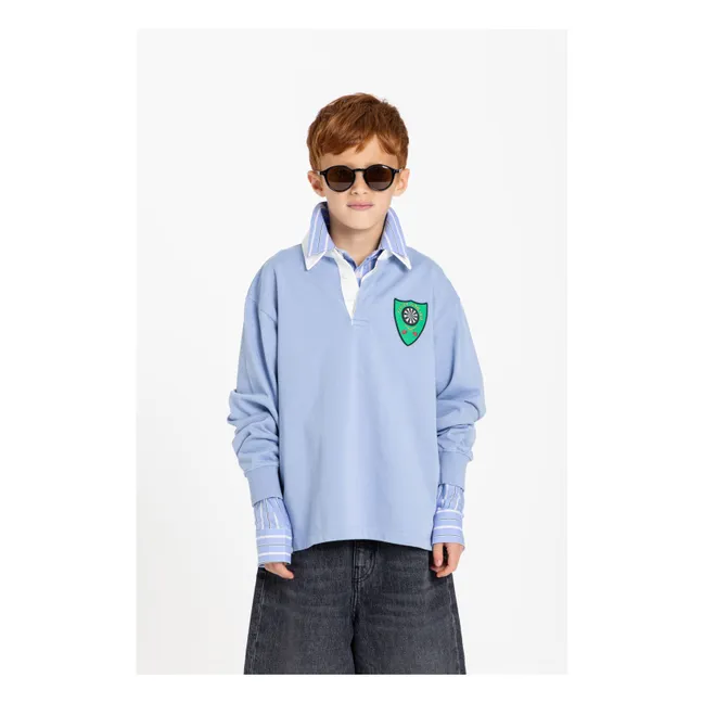 Polo Ezra Rayé Coton Bio | Bleu Acier