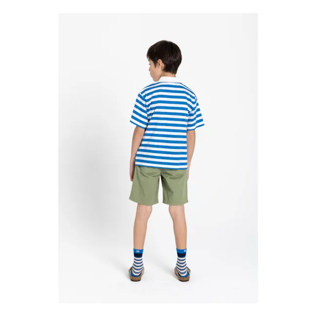 Polo Tilo Rayé Coton Bio | Bleu roi
