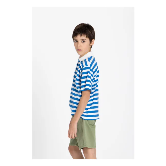 Polo Tilo Rayé Coton Bio | Bleu roi