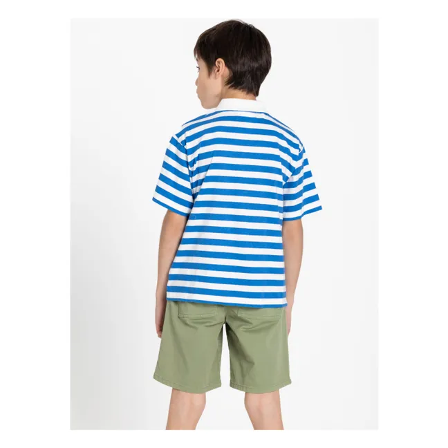 Polo Tilo Rayé Coton Bio | Bleu roi