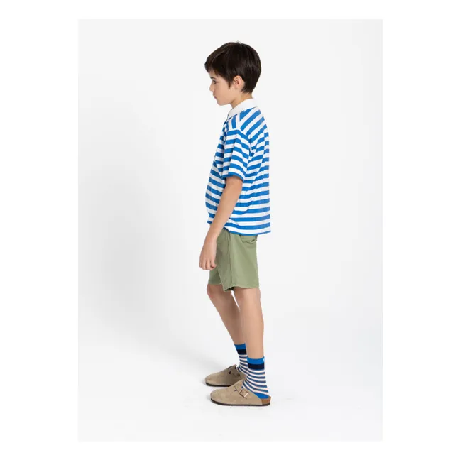 Polo Tilo Rayé Coton Bio | Bleu roi