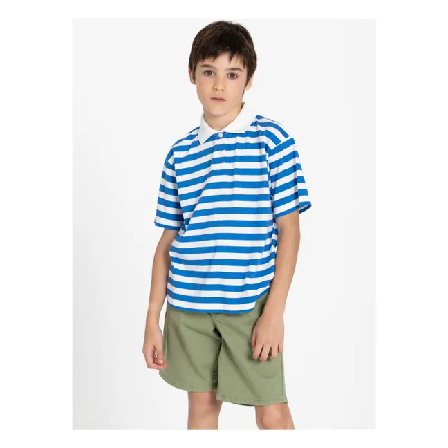Polo Tilo Rayé Coton Bio | Bleu roi