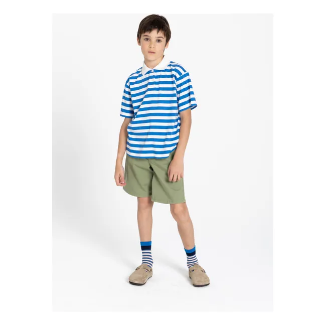 Polo Tilo Rayé Coton Bio | Bleu roi