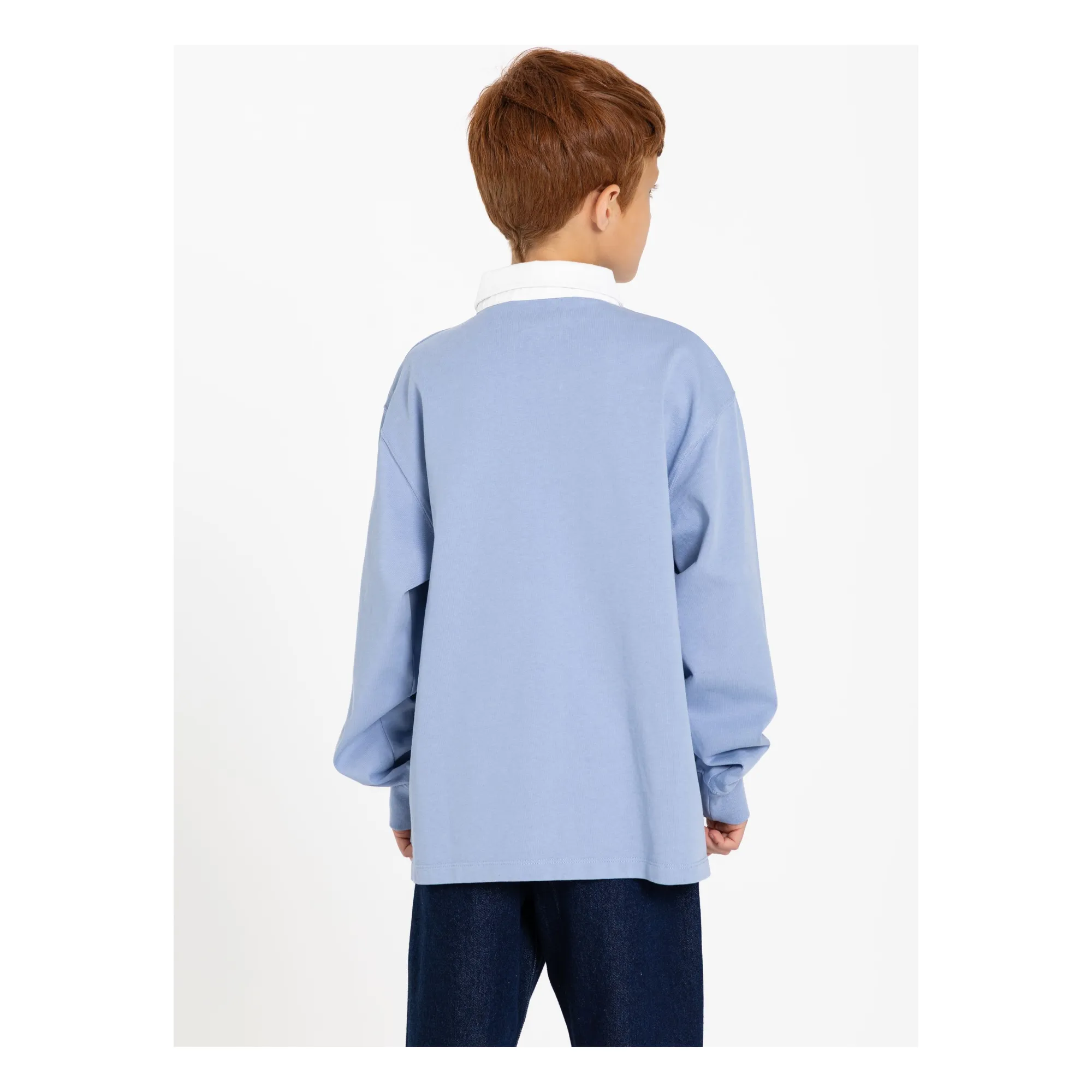 Polo Ezra Rayé Coton Bio | Bleu Acier- Image produit n°11