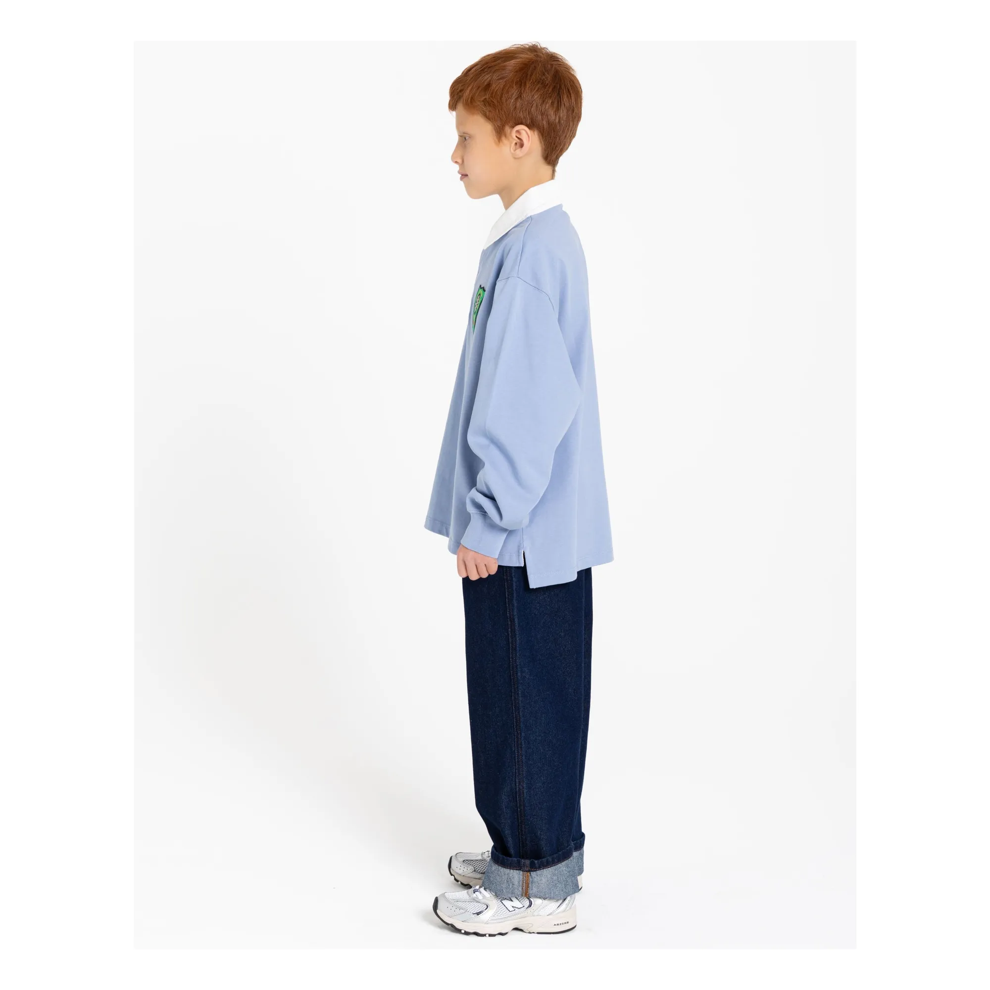 Polo Ezra Rayé Coton Bio | Bleu Acier- Image produit n°6