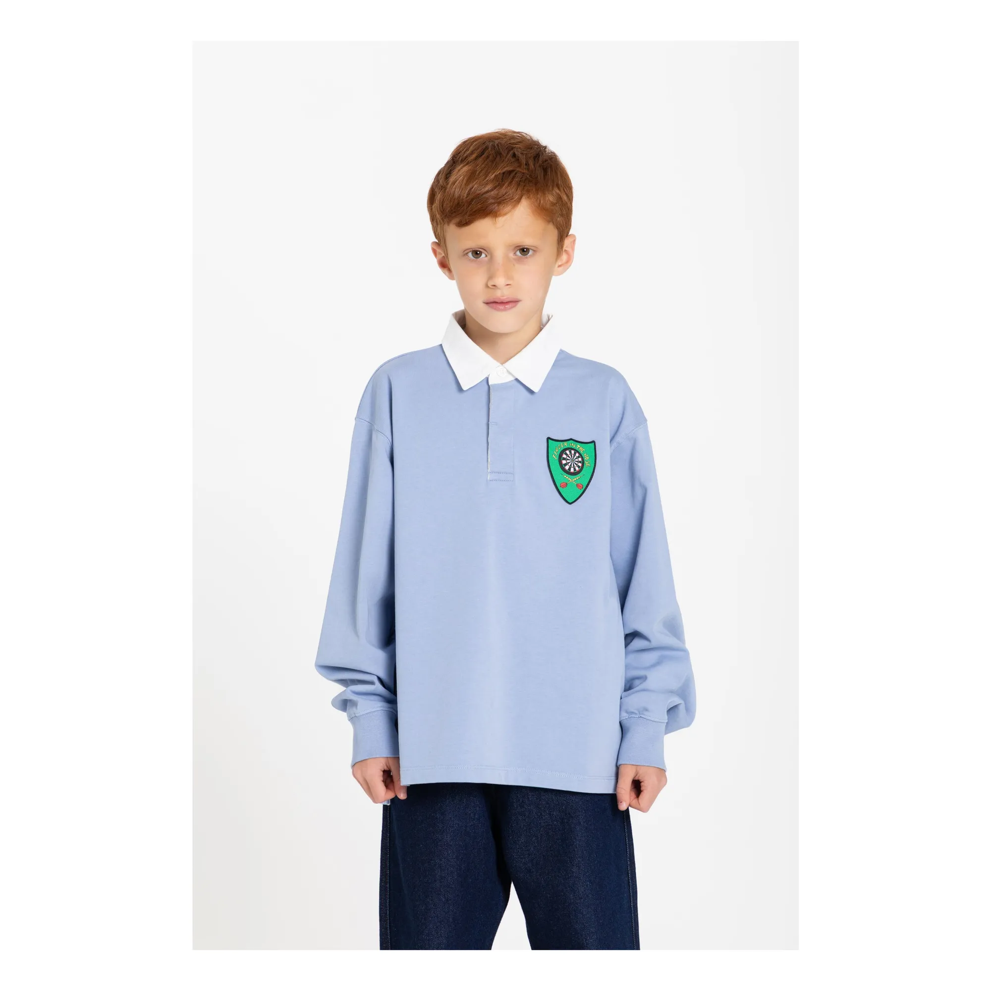 Polo Ezra Rayé Coton Bio | Bleu Acier- Image produit n°1