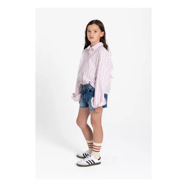 Chemise Courte Crush Rayée | Rose pâle