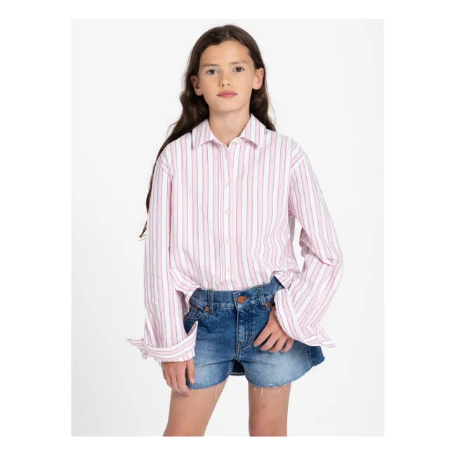 Chemise Courte Crush Rayée | Rose pâle