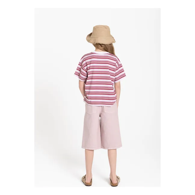 T-shirt Liv Rayé Coton Bio | Rouge cerise