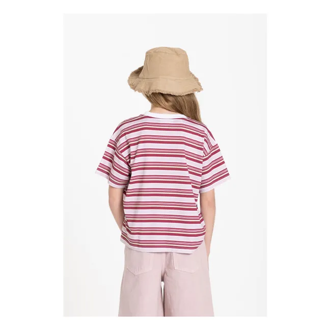 T-shirt Liv Rayé Coton Bio | Rouge cerise