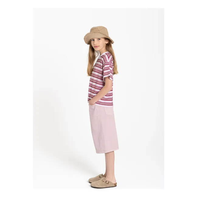 T-shirt Liv Rayé Coton Bio | Rouge cerise