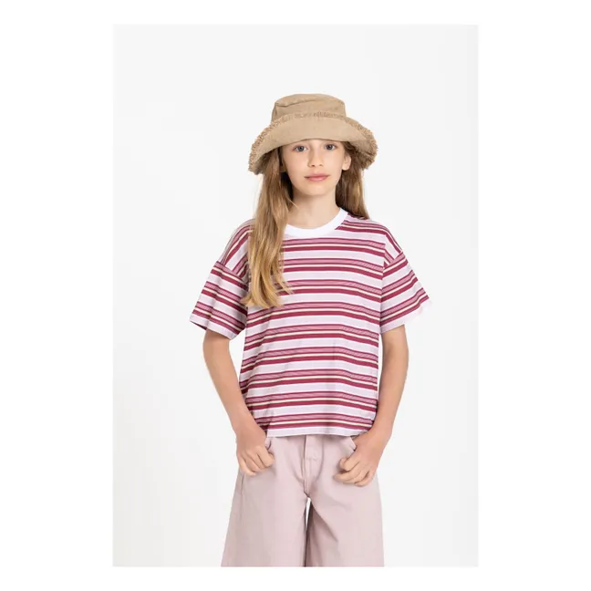 T-shirt Liv Rayé Coton Bio | Rouge cerise