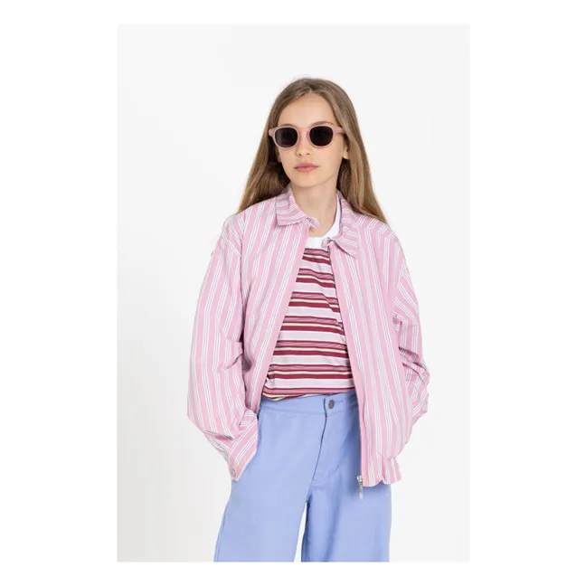 T-shirt Liv Rayé Coton Bio | Rouge cerise