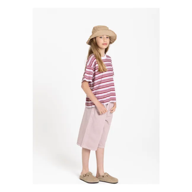T-shirt Liv Rayé Coton Bio | Rouge cerise