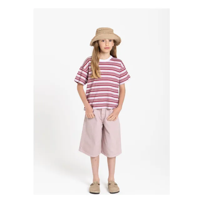 T-shirt Liv Rayé Coton Bio | Rouge cerise