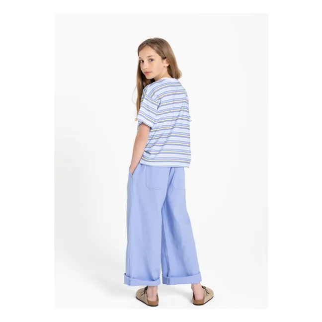 Camiseta de algodón orgánico a rayas Liv | Azul Pálido
