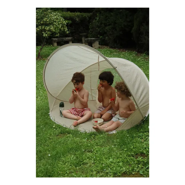 Petite tente de plage pop up Tea Stripe | Beige