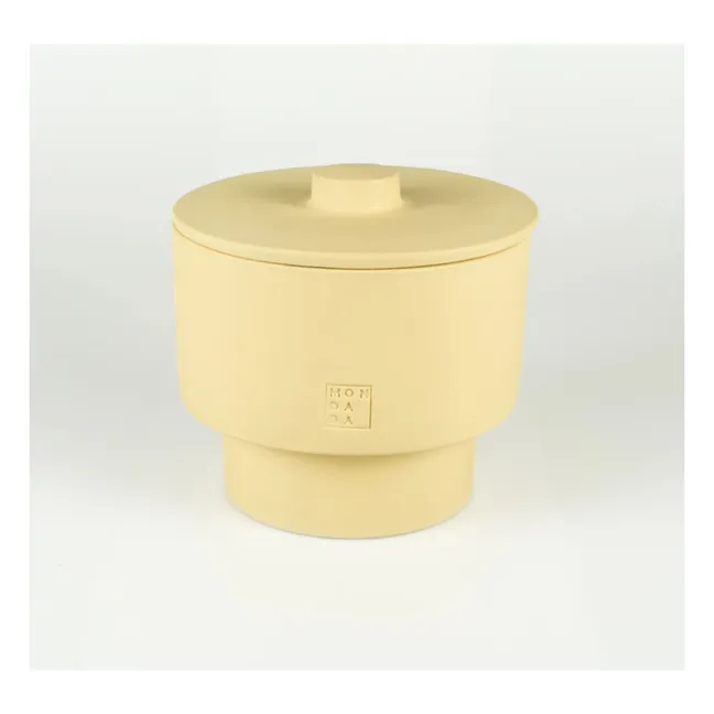 Bougie d'extérieur avec couvercle parfum neutre June Sahara Three | Jaune pâle