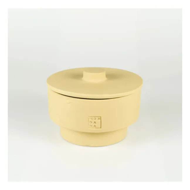 Bougie d'extérieur avec couvercle parfum neutre June Sahara Two | Jaune pâle