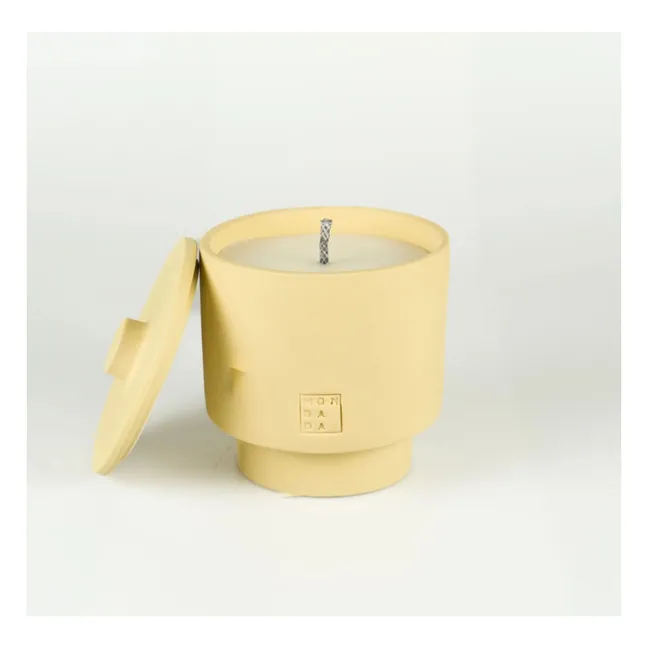 Bougie d'extérieur avec couvercle parfum neutre June Sahara One  | Jaune pâle