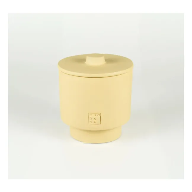 Bougie d'extérieur avec couvercle parfum neutre June Sahara One  | Jaune pâle