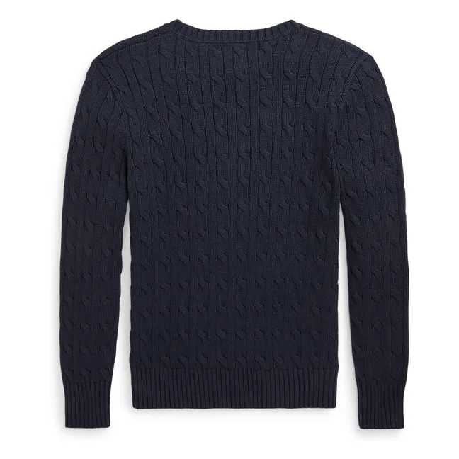Pull Maille Torsadée Logo | Bleu marine