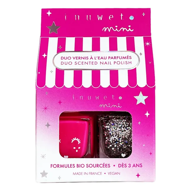 Duo vernis à l'eau Bubble gum-Vanille | Rose