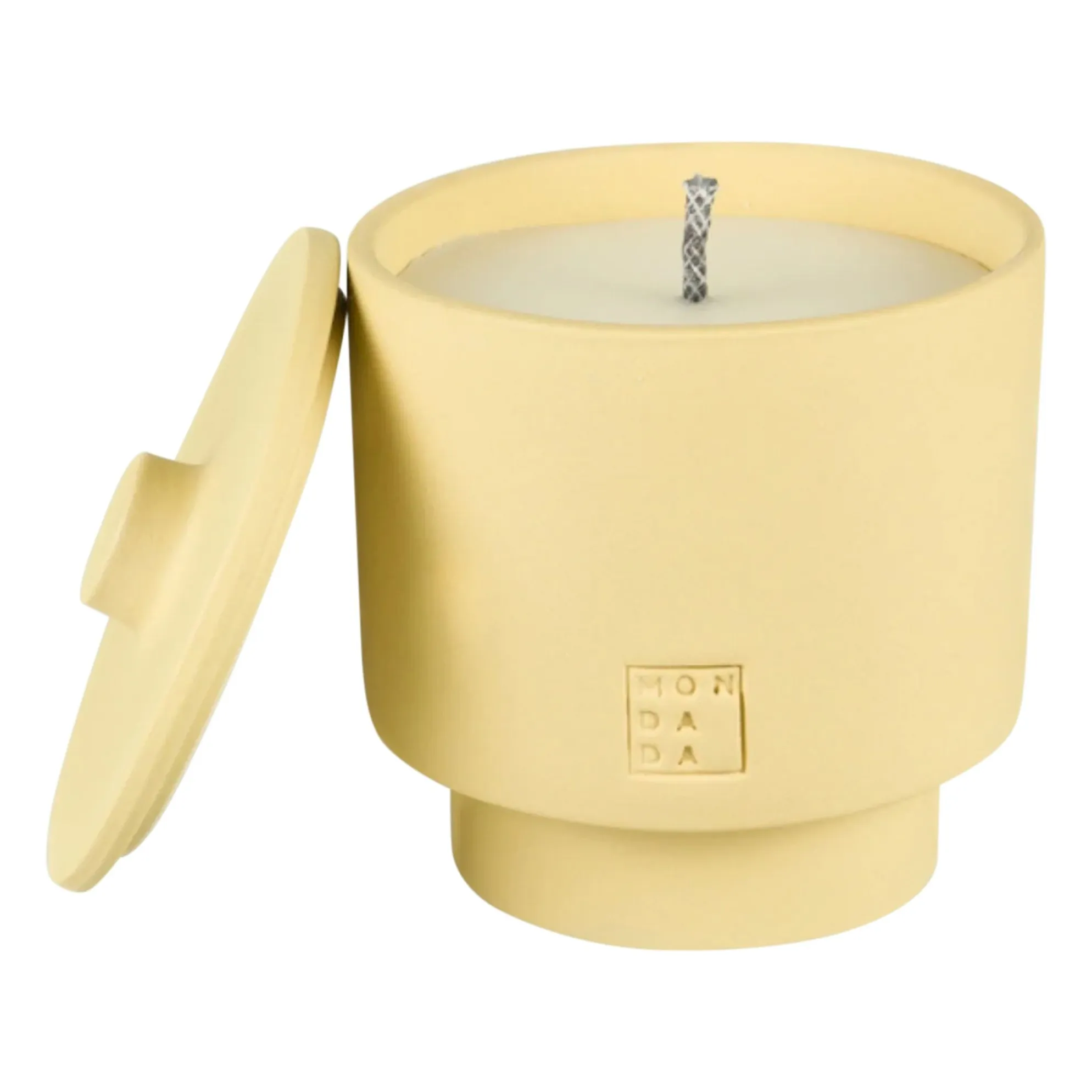 Mon Dada Pale Yellow Outdoor Candle With Cover, Neutral Fragrance June Sahara One