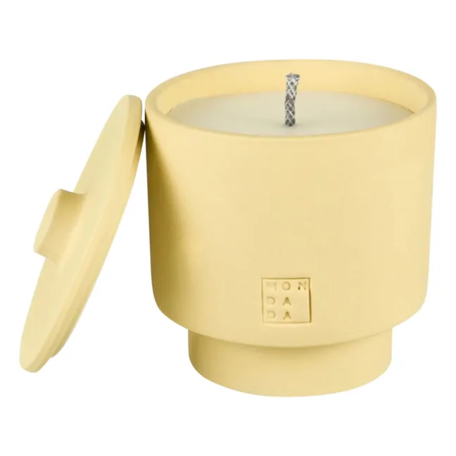 June Sahara Una vela de exterior con funda, fragancia neutra  | Amarillo palo