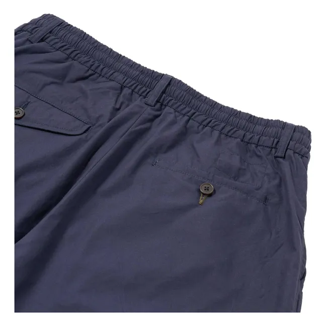 Short Plissé Poplin | Bleu marine