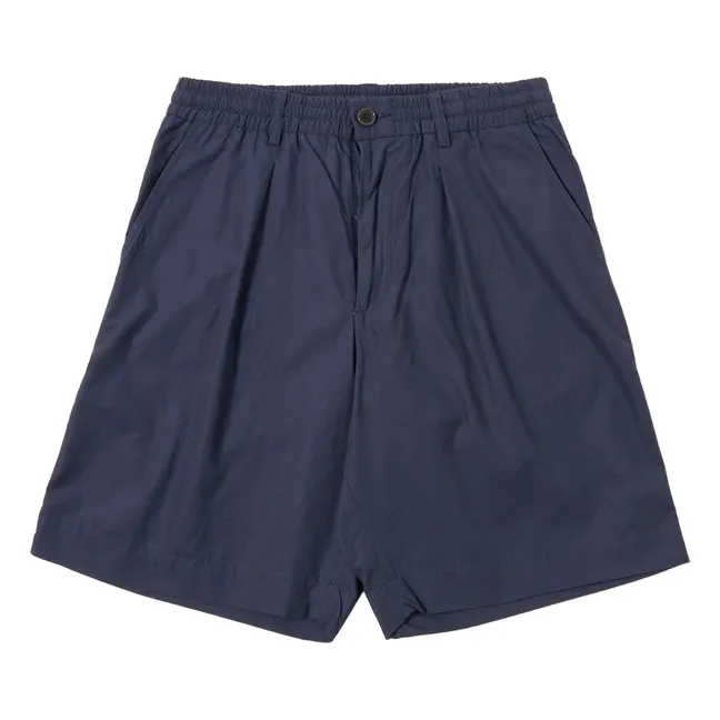 Short Plissé Poplin | Bleu marine