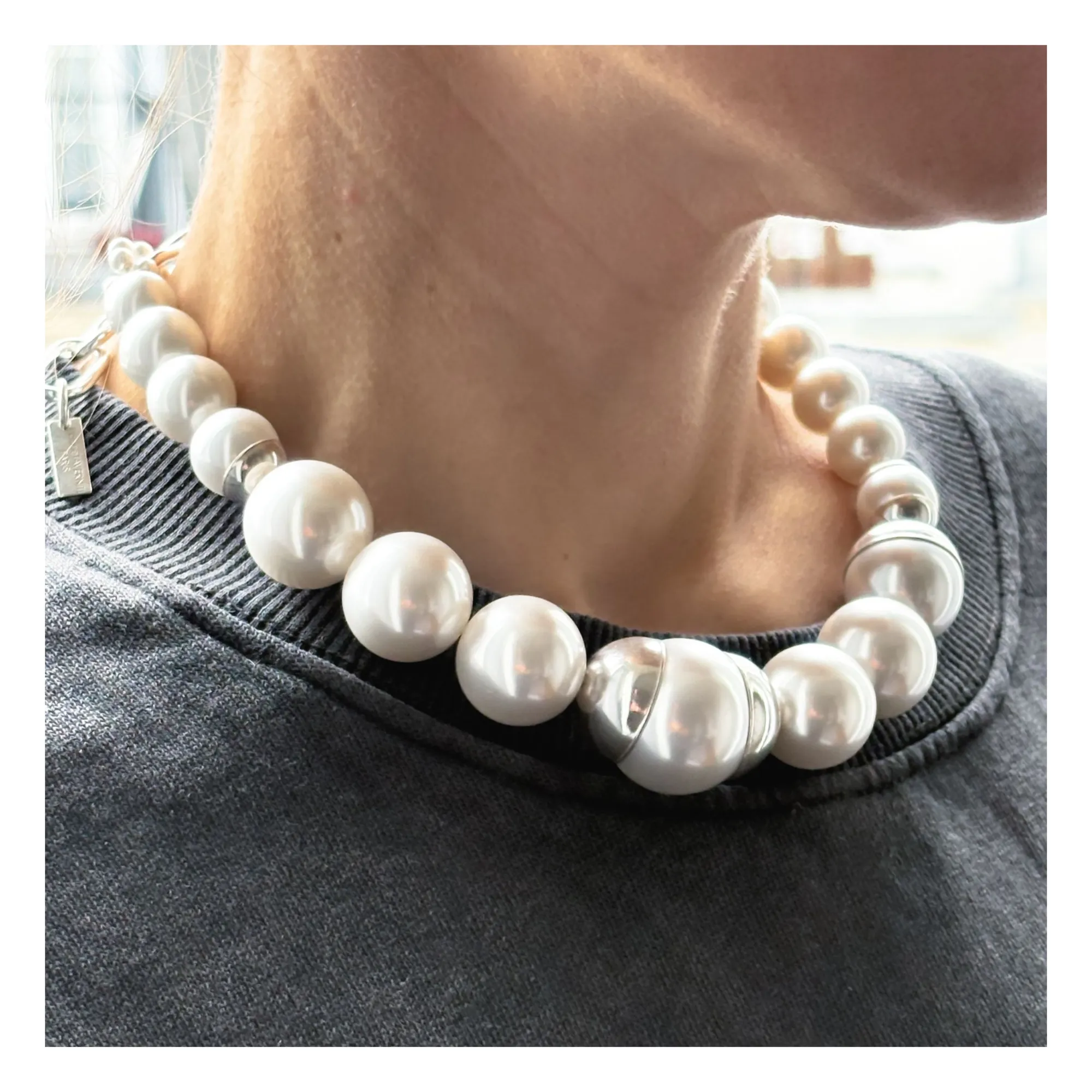 Collier Perles Montera | Argenté- Image produit n°1