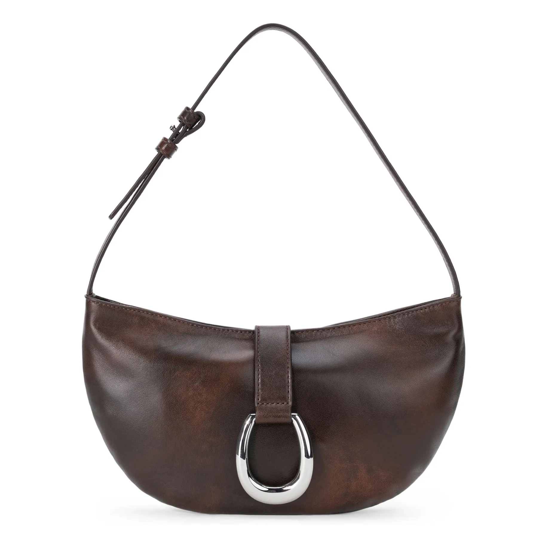 Staud Coffee Harlow Crescent Leather Bag