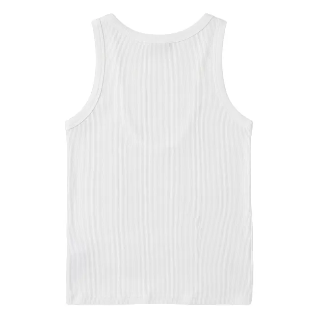 Perla ribbed tank top | White
