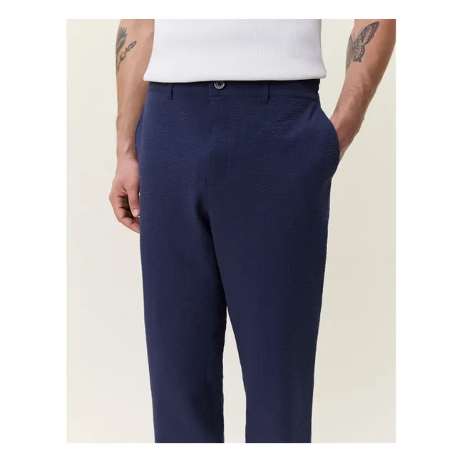 Pantalones seersucker | Azul oscuro