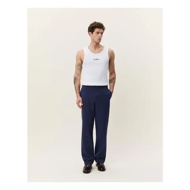 Pantalones seersucker | Azul oscuro