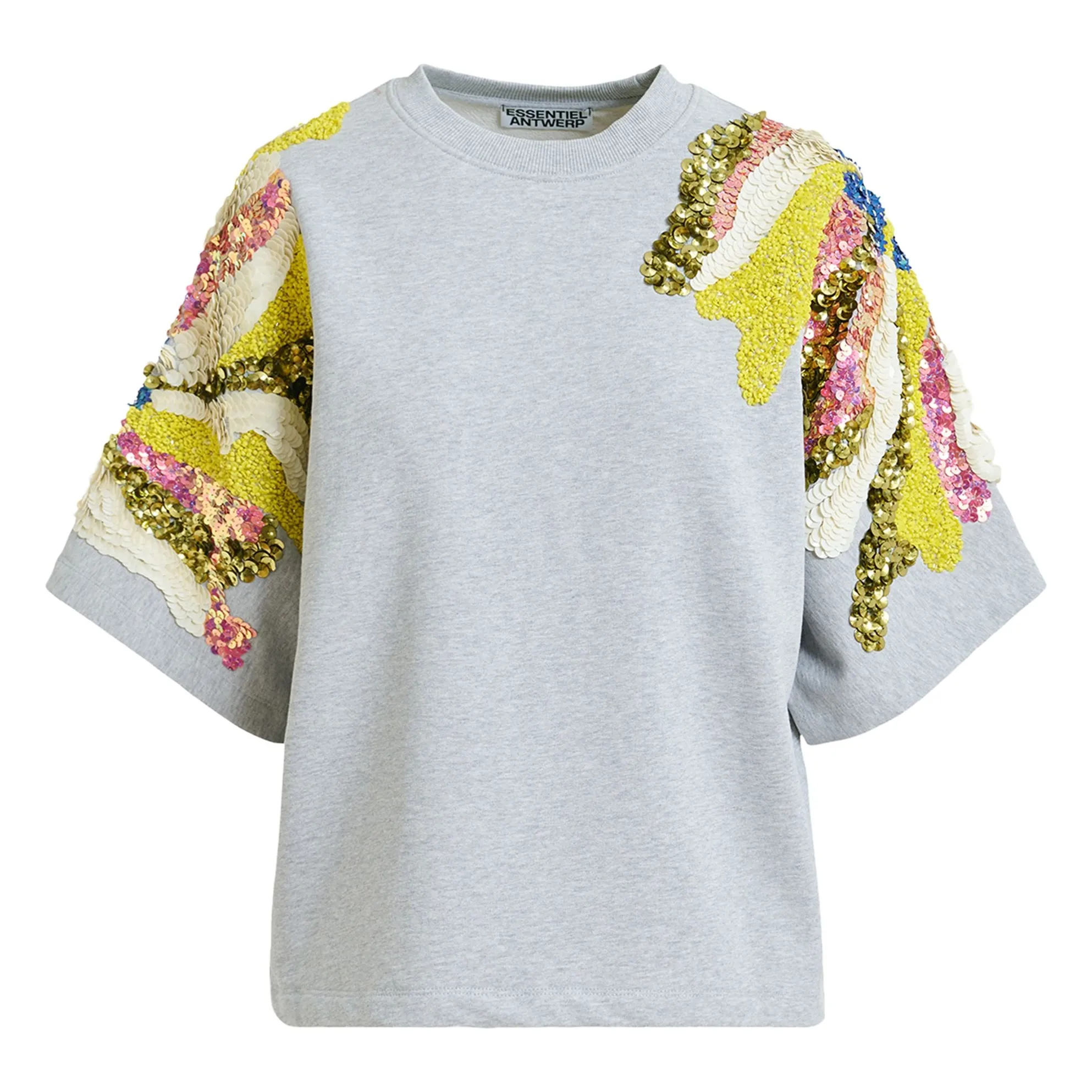 Sweat Jadda Broderies Coton | Gris- Image produit n°0
