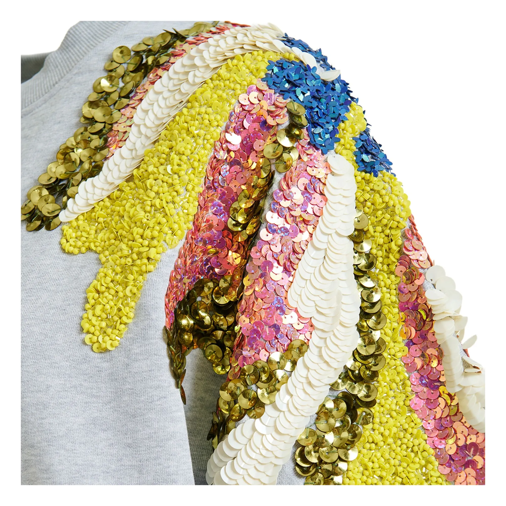 Sweat Jadda Broderies Coton | Gris- Image produit n°3