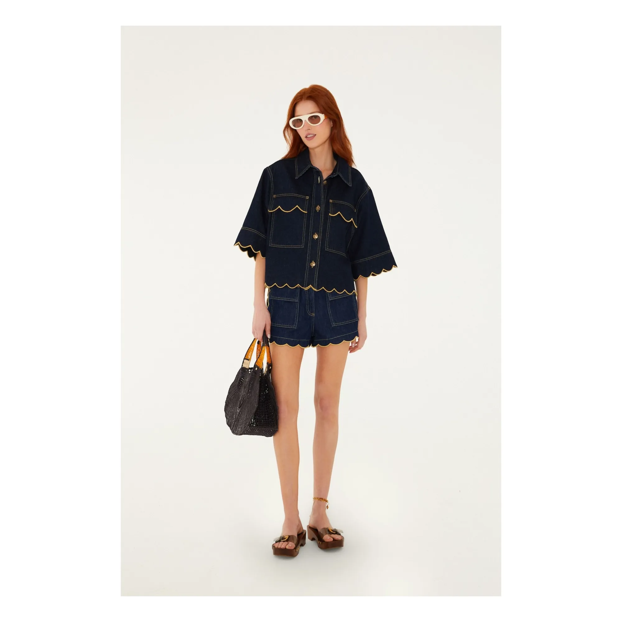 Short Pleats | Denim brut- Image produit n°0